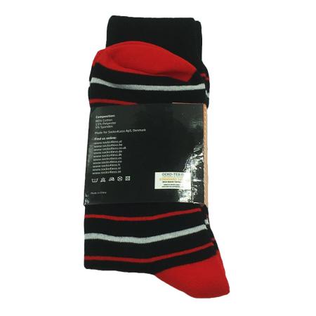 Stribede strømper Rød/Sort 40-46 bag