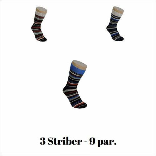 Se De 3 striber - Sampak 9 par 39-46 hos Socks4less.dk