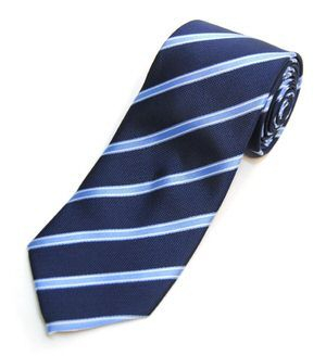 Billede af Blåt business slips med striber