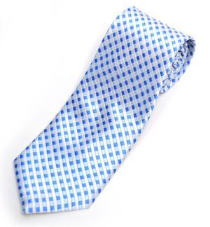 Billede af Blåt slips med sølv mønster
