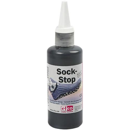 Sock stop i sort farve. En flaske med sort Sock stop.