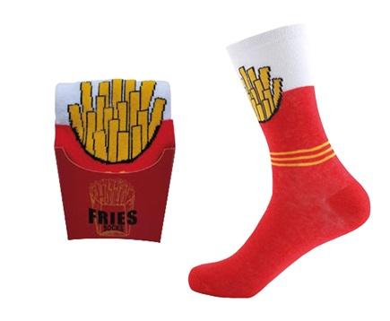 Strømper med Pommes frites på.