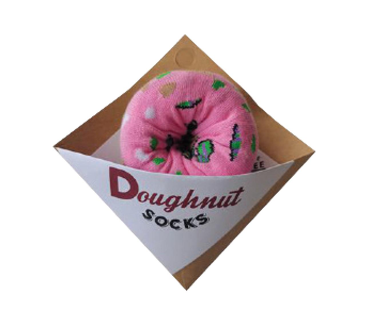 Donut sokker i æske - lavet som en donuts.