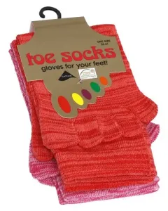 sokker med tæer rød og lyserød